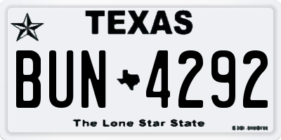 TX license plate BUN4292