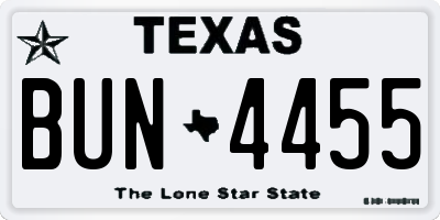 TX license plate BUN4455