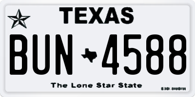TX license plate BUN4588