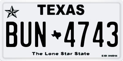 TX license plate BUN4743