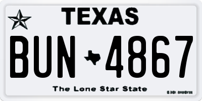 TX license plate BUN4867