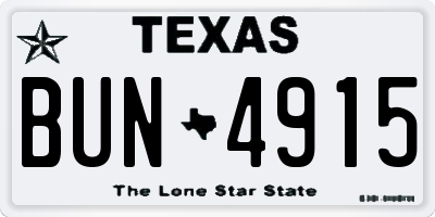 TX license plate BUN4915