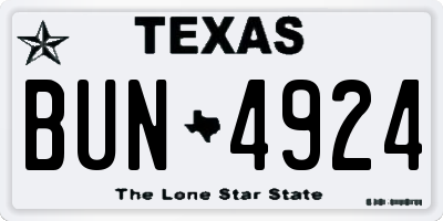 TX license plate BUN4924