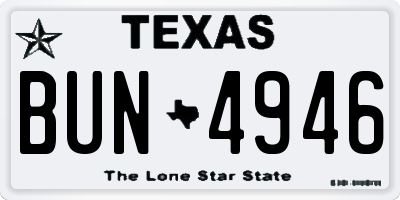 TX license plate BUN4946