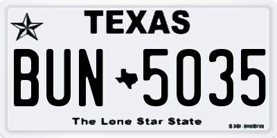 TX license plate BUN5035