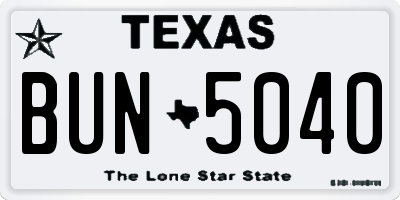 TX license plate BUN5040