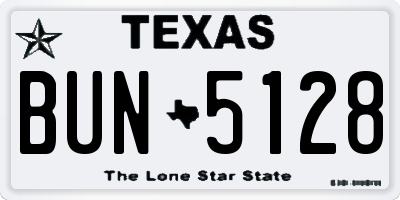 TX license plate BUN5128