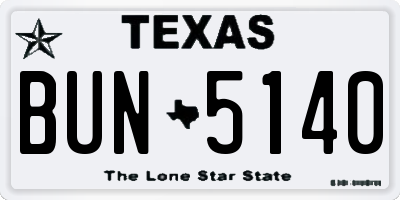 TX license plate BUN5140