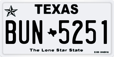 TX license plate BUN5251