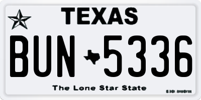 TX license plate BUN5336