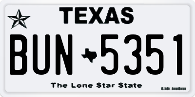 TX license plate BUN5351