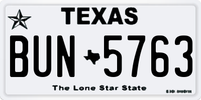 TX license plate BUN5763
