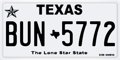 TX license plate BUN5772