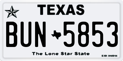 TX license plate BUN5853