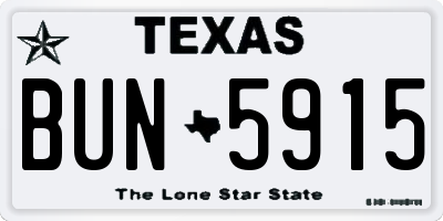 TX license plate BUN5915