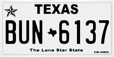 TX license plate BUN6137