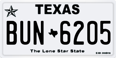 TX license plate BUN6205
