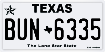 TX license plate BUN6335