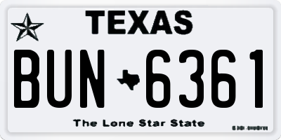 TX license plate BUN6361