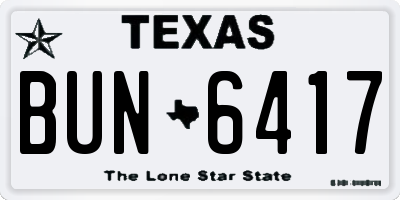 TX license plate BUN6417