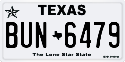 TX license plate BUN6479