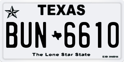 TX license plate BUN6610