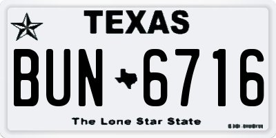 TX license plate BUN6716