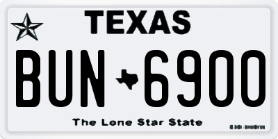 TX license plate BUN6900