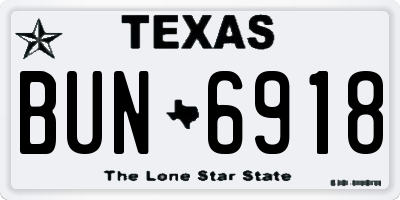 TX license plate BUN6918