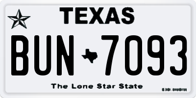 TX license plate BUN7093