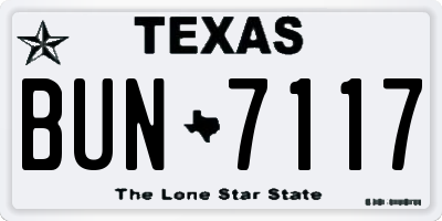 TX license plate BUN7117
