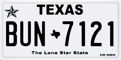 TX license plate BUN7121