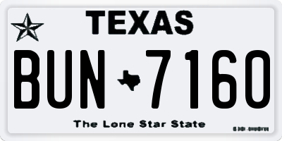 TX license plate BUN7160