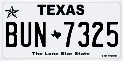 TX license plate BUN7325