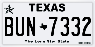 TX license plate BUN7332