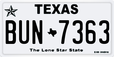 TX license plate BUN7363