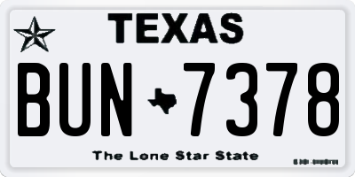 TX license plate BUN7378
