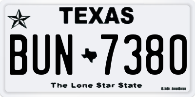 TX license plate BUN7380