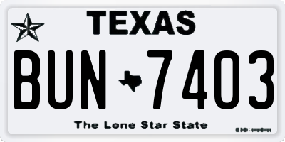 TX license plate BUN7403