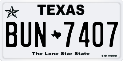 TX license plate BUN7407