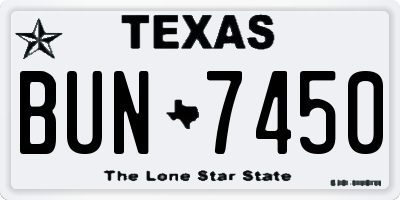 TX license plate BUN7450