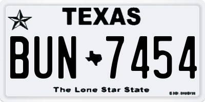 TX license plate BUN7454