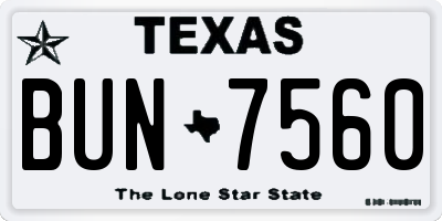 TX license plate BUN7560