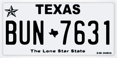 TX license plate BUN7631