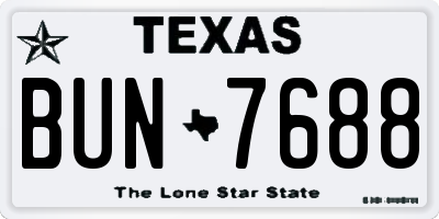 TX license plate BUN7688