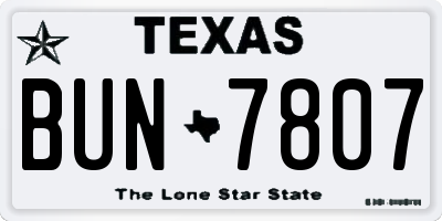 TX license plate BUN7807