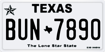 TX license plate BUN7890
