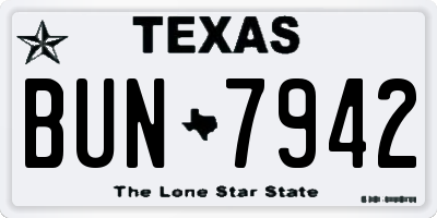 TX license plate BUN7942