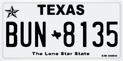TX license plate BUN8135