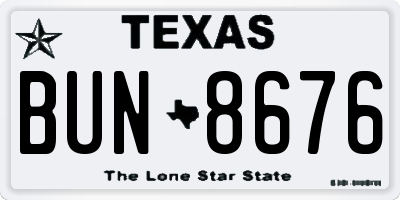 TX license plate BUN8676